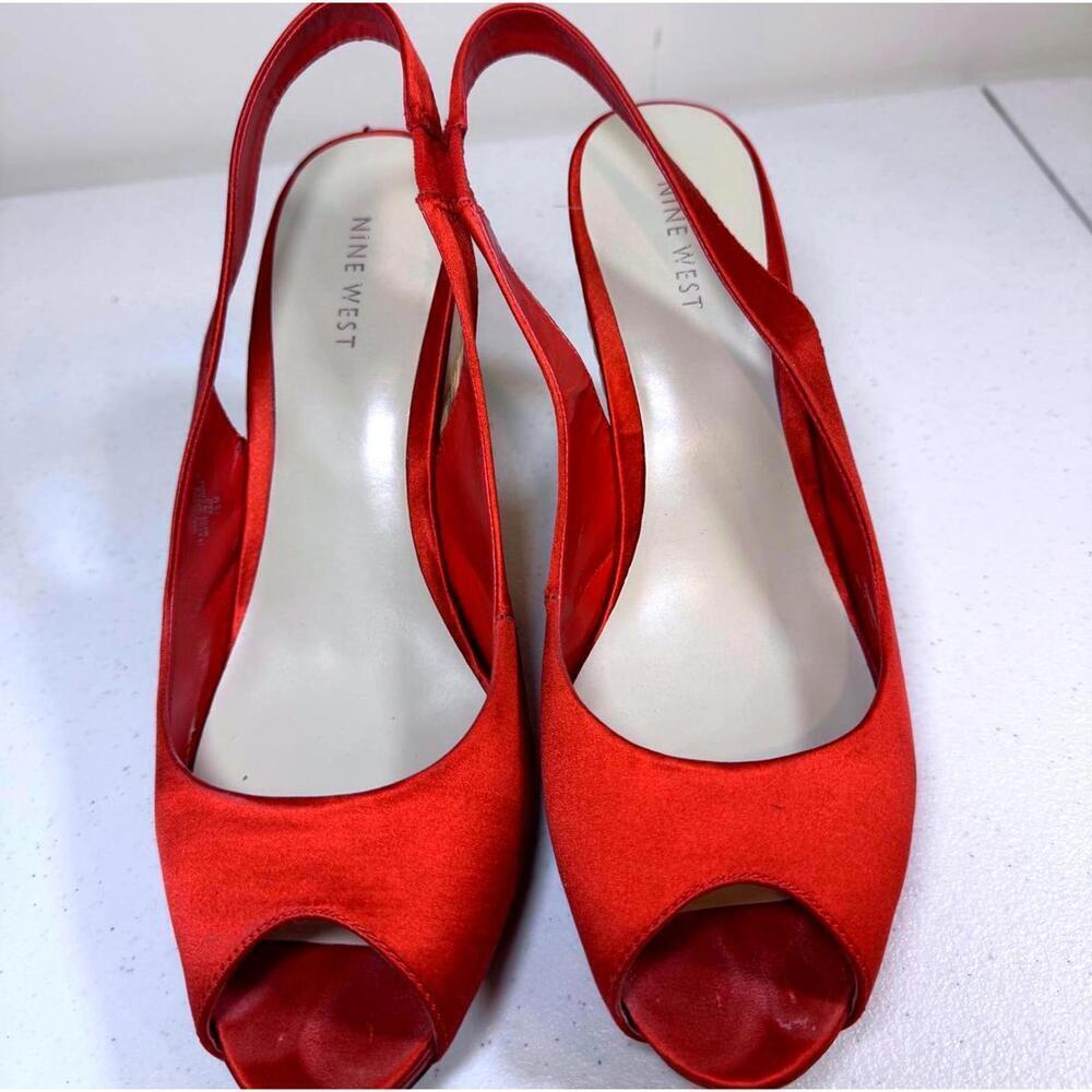 Nine West Red Wedge Slingback Heels